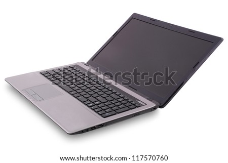 Laptop on white background. Clipping path included. Separate clipping path to the screen
