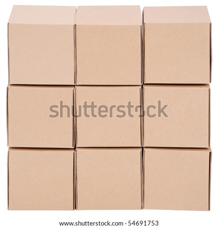 Cardboard boxes. Pyramid from boxes on white background