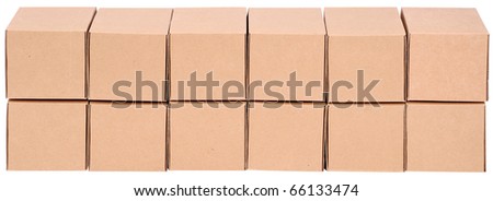 Cardboard boxes. Pyramid from boxes on white background