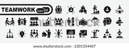 Business teamwork, team building, work group and human resources web icon set, icons collection. Simple vector illustration.
