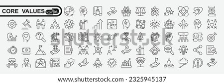 Core values icon  collection.  Vector solid collection of icons
