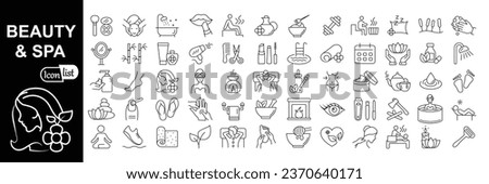 Beauty and Spa editable stroke outline icons set. Cosmetics services and Spa icons for web and mobile app. 