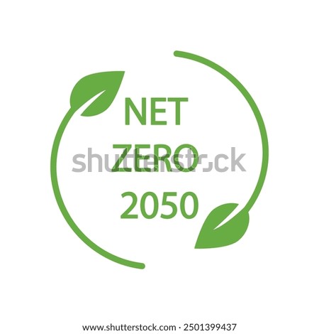 Net zero by 2050, carbon neutral. Net zero greenhouse gas emissions target Long-term climate-neutral strategy Vector illustration