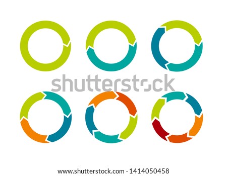 Multicolored arrows in circular motion. Arrow combinations. Rotation arrows. Circle arrow icon. Recycling flat design vector icons set. Recycle icon vector illustration isolated on white background
