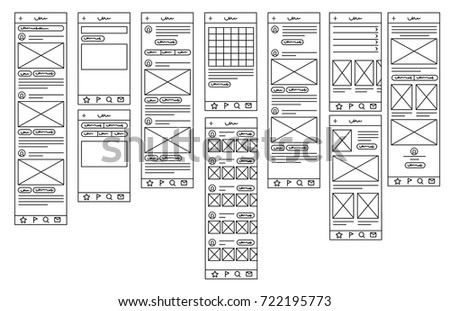 Mock up for mobile applications. Prototypes for mobile applications. Linear style. Linear design. Vector illustration Eps10 file
