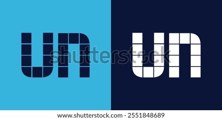 UN logo design with tile shape. Minimalist and modern vector illustration design suitable for business or brand