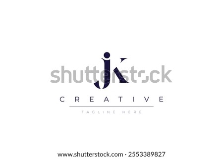 JK abstract minimalist letters Logo Monogram. It is a minimalist logo, this logo is made by combining two letters