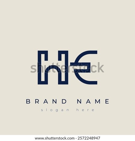 H and E logo design. HE abstract Letters Logo Monogram. This logo design is the process of creating a visual symbol that represents a brand, company, or individual.