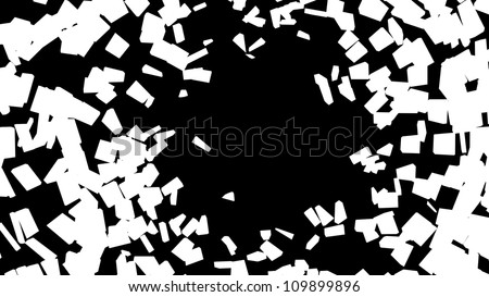 Abstract broken glass pattern: White pieces over black. Large resolution