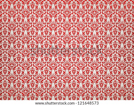White Alligator skin background with red victorian ornament. Useful as pattern