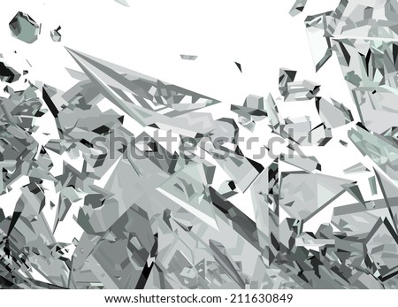 Demolished glass with sharp pieces. Large resolution