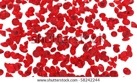 Large group of Red Diamonds isolated on white. Extralarge resolution. Other Gems are in my portfolio