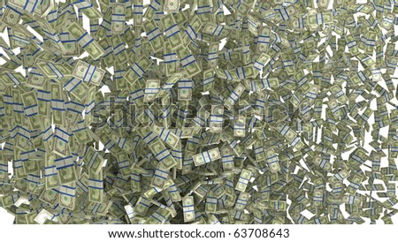 US dollars bundles background. Large resolution. Isolated over white.