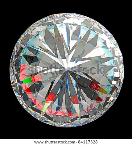 Top view of large round diamond isolated over black