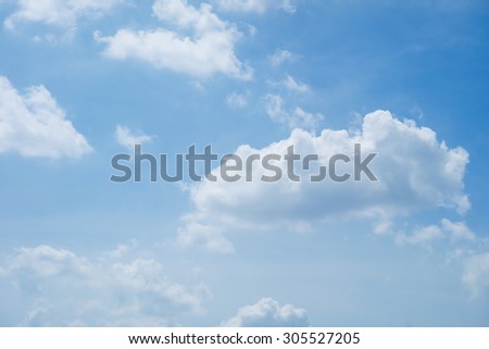 Blue sky and white cloud on summer, Good weather day background.