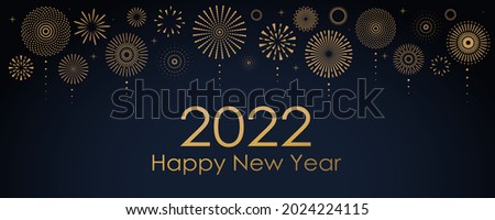 2022 New Year Abstract background with gold fireworks