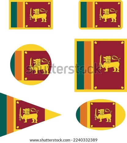 Flag of Srilanka, Srilanka flag vector illustration, srilana flage corner, Button style Srilanka flag bundle.