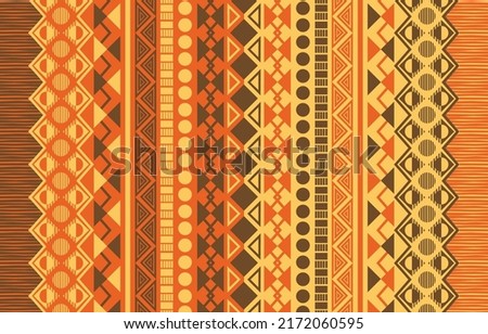 Geometric border ethnic oriental seamless with yellow orange brown embroidery style. pattern traditional Design for clothing,background ,carpet,wallpaper, wrapping,Batik,fabric, textile  Vector 