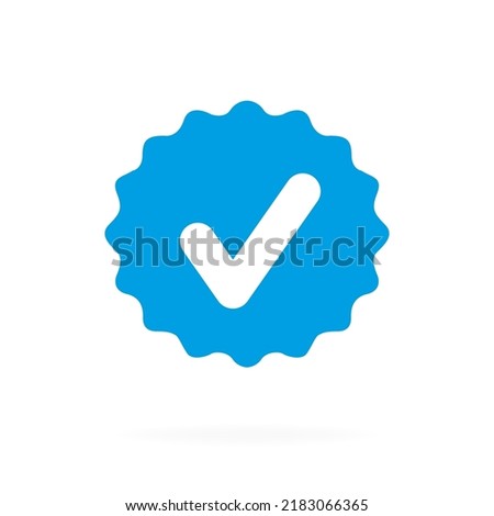 Blue check mark. Vector illustration