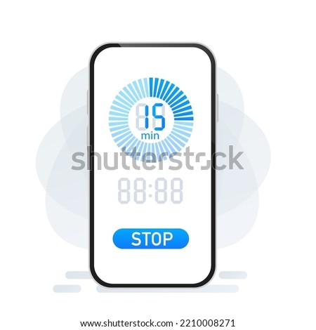 A phone with a timer. Vector illustration