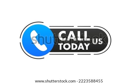 Call us today black and blue web button. Vector illustration
