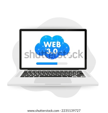 Web 3.0 icon with telus internet center. concept of network storage, network, loading data on a laptop. Vector illustration