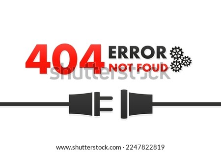 A set of electric sockets with a plug. The concept of connection and disconnection. Concept of connection to error 404. Electrical plug and socket are turned off. Wire power cable. Vector illustration