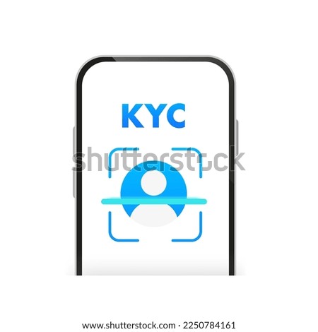 KYC - Know Your Customer vector icon design. Profile identity symbol isolated on white background. Personal information for identification concept. KYC Verification on the phone. Vector illustration