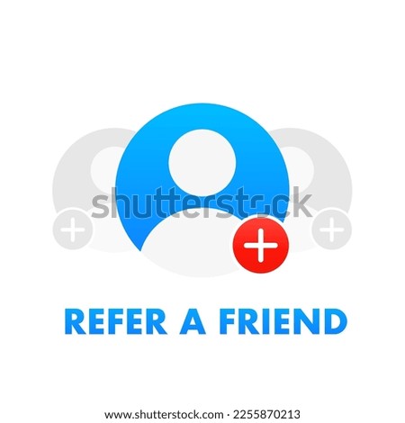 Reffer a friend banner vector design. Refferal system. Recommend a friend. Bubbles matter. Add friend. Banner for websites. Vector illustration