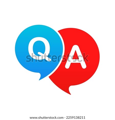 FAQ icon. Speech bubble with q and a letters, questions and answers, faq chat. Copy files, chat speech bubble. Flat design. Vector illustration