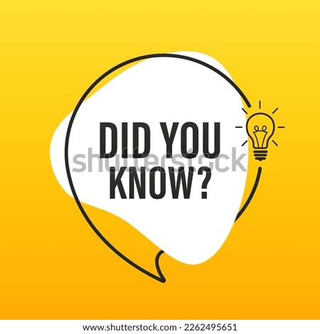 Did You Know banner design with light bulb and rays. Logo label design. Banner for posts and articles about interesting facts or life hacks. Shortcut for blog, social networks. Vector illustration