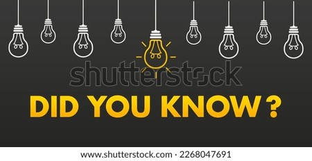 Did You Know label design with light bulb and rays. Logo design Banner design for business and advertising. Quick tips, tooltip, advice and idea for business and advertising. Vector illustration