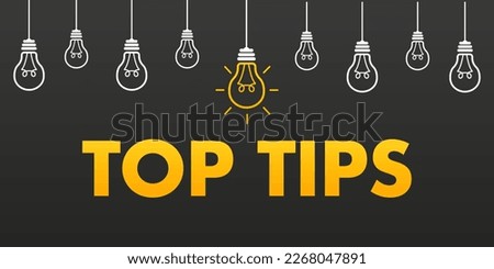 Top tips geometric message bubble with light bulb emblem. Banner design for business and advertising. Quick tips, tooltip, advice and idea for business and advertising. Vector illustration