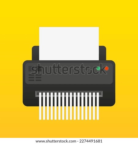 Paper Shredder Machine. Paper shredder confidential icon and private document office information protection. Vector illustration