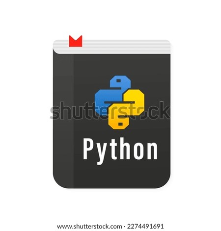 Icon of books about programming. A book on the Python programming language. Vector illustration