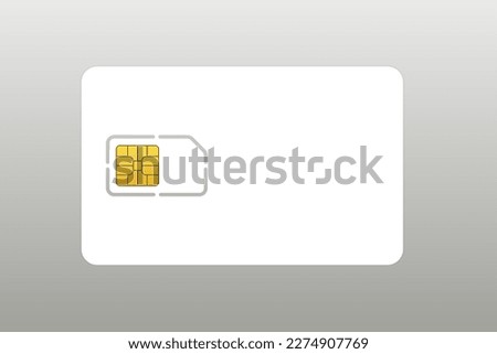 Empty sim card. SIM Mobile connection. Mobile phone icon microcircuit. Sim Card isolated 3d gsm design. Vector illustration