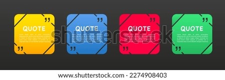 Quote frame. Quote window icon. Text fields for quotes. Blank quote template text information about the design of quote blocks bubble quotes in the blog symbols. Creative banner. Vector illustration