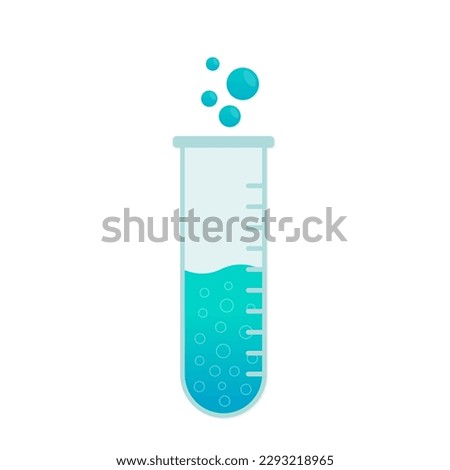 A test tube with liquid. Chemical reaction. Laboratory test tubes. Vector illustration