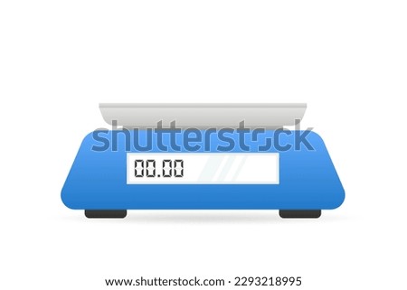 Electronic food scales kitchen scales isolated on white background.  Digital electronic Scale. Vector illustration