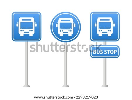 Bus installation post vector flat material design object. Bus stop sign. Flat design. Vector illustration