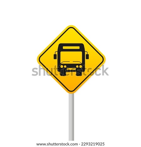 Bus installation post vector flat material design object. Bus stop sign. Flat design. Vector illustration