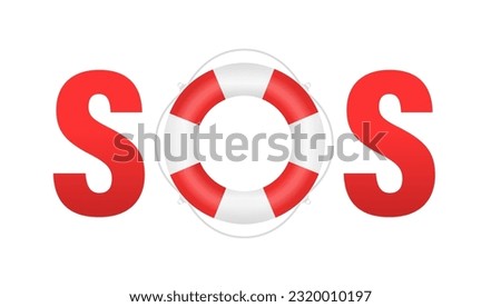 SOS sign with lifebuoy. Save life concept. Rescue sign. Save life human. Salvation sign, chevron salvation circle in a white stripe, sos signs. Vector illustration