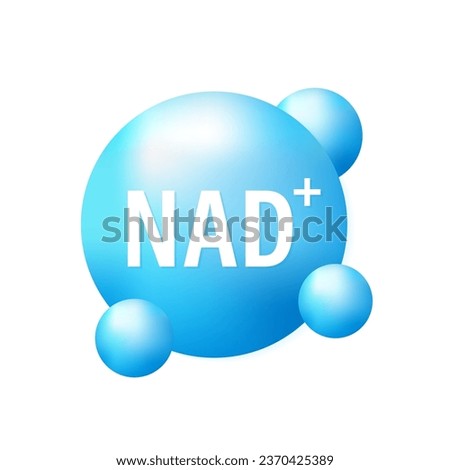 NAD+ molecules symbol vector illustration. Prevent aging therapy concept. Nicotinamide mononucleotide molecule. Precursor of NAD. Vector illustration