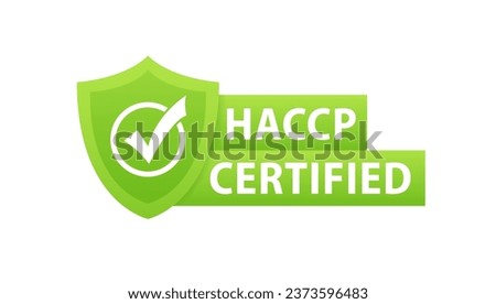 HACCP stamp vector isolated on white background. Hazard Analysis Critical Control Points abbreviation flat badge or label of certification. Vector illustration