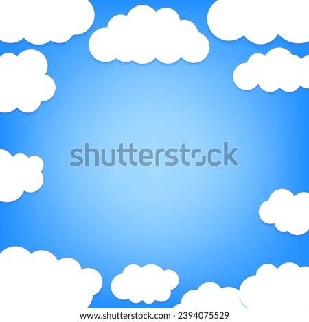 Illustration of beautiful fluffy empty clouds on blue background vector. Isolated on blue background. Vector illustration