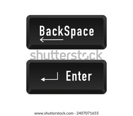 Enter and backspace symbol. Keyboard keys. Computer button. Computer keyboard button set. Vector illustration
