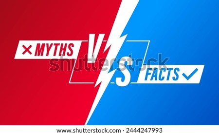 Vs battle title with lightning. Facts vs myths versus battle background with lightning bolt. Fact-checking or easy compared evidence. Vector illustration