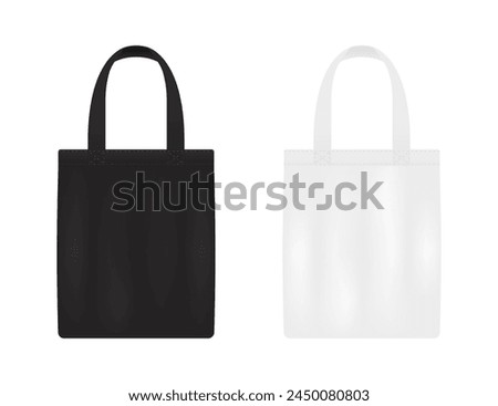 Canvas bag. fabric bag mockup. Fabric bag with handle. template of black and white cotton eco bag. Blank eco template, Bags mockup. Vector illustration