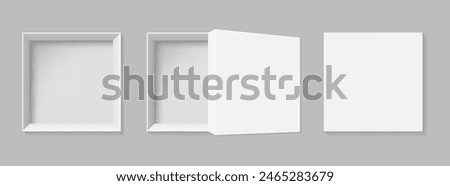 Window with top view. Сardboard closed gift box empty paper bag. Blank packaging model for packaged product, gift, surprise. Vector illustration