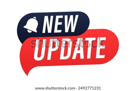 New Update Speech Bubble. Modern label new update with bell. Web Banner with notification bell. Announcement for new update. Vector illustration